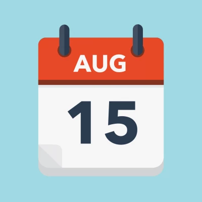 Calendar icon showing 15th August